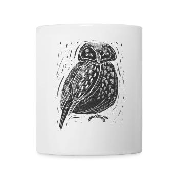 Nacht-Eulenzeichnung - Tasse - Weiß - Vorne