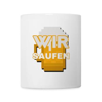 Wir Saufen Pixel Bier Motiv - Tasse - Weiß - Vorne