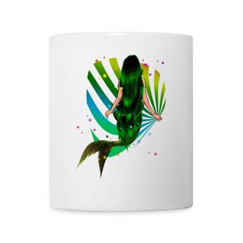 Sirène Arc-en-ciel vert Coquillage Mer - Mug blanc - blanc - Devant