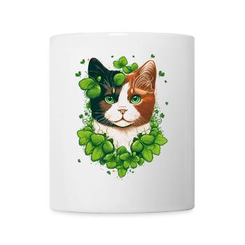 Cat with leaves frame - Mug - white - Front