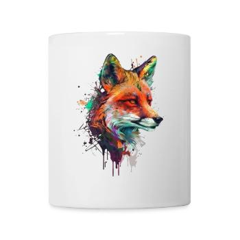 fuchs mit bunten farbklecksen - Tasse - Weiß - Vorne