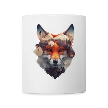 Beau et moderne portrait de renard avec forêt - Mug blanc - blanc - Devant