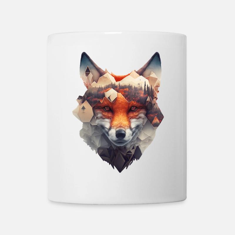 Wunderschönes und modernes Fuchs Portrait mit Wald - Tasse - Weiß