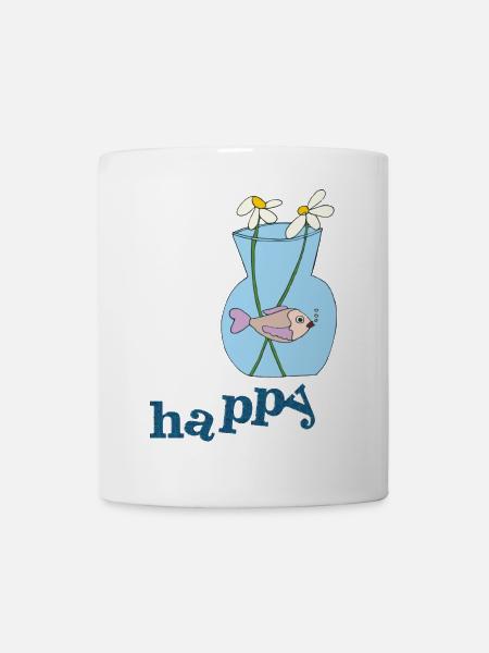 fisch im glas happy - Tasse - Weiß