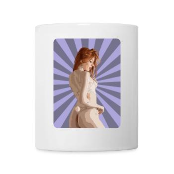 Sexy T-Shirt Rothaarige Mädchen Frau Pinup Comic Pop - Tasse - Weiß - Vorne