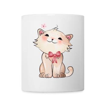 Cute cat watching a cherry blossom - Mug - white - Front