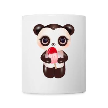 niedlicher Panda mit rotem Eis am Stil - Tasse - Weiß - Vorne
