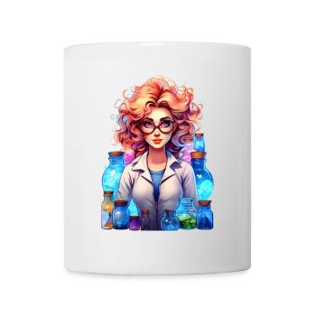 Portrait einer jungen Frau im Cartoon Stil - Tasse - Weiß - Vorne
