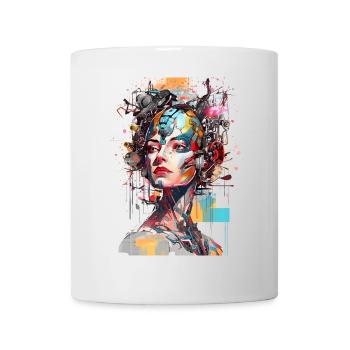 Portrait of a female AI android/cyborg - Mug - white - Front