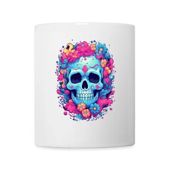 Schädel Tod Totenkopf Farbig Bunt - Tasse - Weiß - Vorne