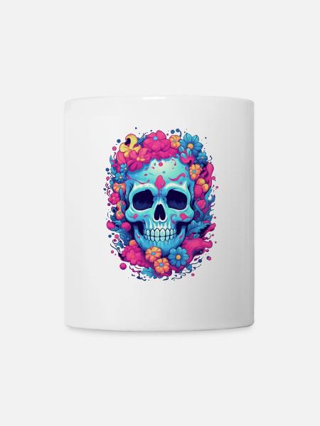 Crâne Mort Crâne Coloré Coloré - Mug blanc - blanc