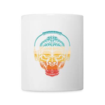 Gorilla Kopfhörer Regenbogen - Tasse - Weiß - Vorne