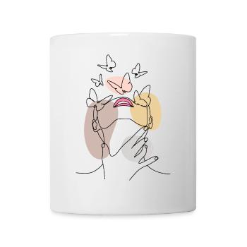Butterfly Women Line Art Graphique - Mug blanc - blanc - Devant