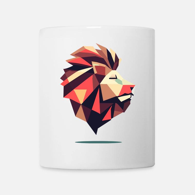 Eckgeometrischer Löwe - Tasse - Weiß