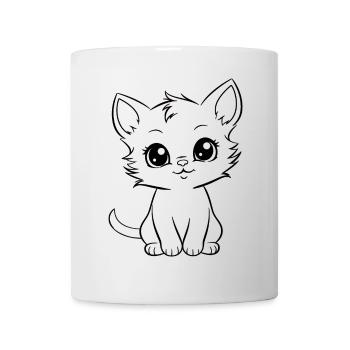 Little Cat Cute Animal Kids Comic Cats Kitten - Mug - white - Front