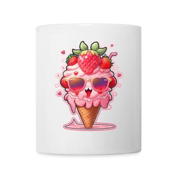 Glace à la fraise - Mug blanc - blanc - Devant