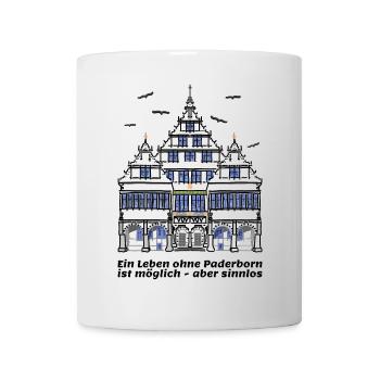 Paderborn , Lustiger Spruch, historisches Rathaus - Tasse - Weiß - Vorne