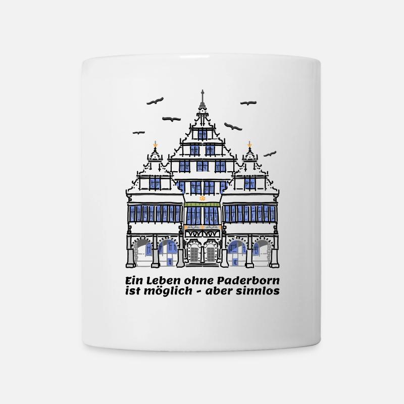 Paderborn , Lustiger Spruch, historisches Rathaus - Tasse - Weiß