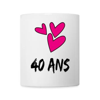 40. 40 ANS. 40e ANNIVERSAIRE. ANNIVERSAIRE 40 ANS. - Mug blanc - blanc - Devant