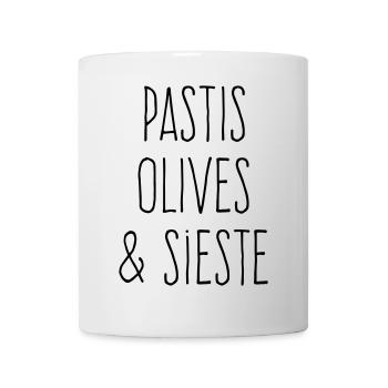 Pastis olives et sieste - Humour Sud - Mug blanc - blanc - Devant