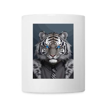 Tête de tigre royal noir et gris aux yeux bleus - Mug blanc - blanc - Devant