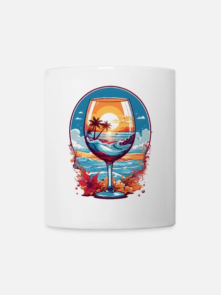 Strand Weinglas - Tasse - Weiß