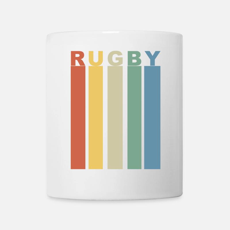 Retro rugby bande de couleurs verticales - Mug blanc - blanc