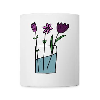 Blumen im Tontopf Design - Tasse - Weiß - Vorne