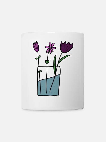 Flowers in clay pot design - Mug - white