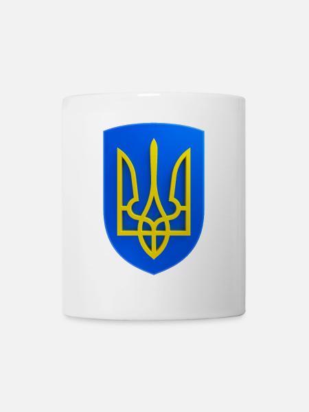 Ukraine Wappen Dreizack Gerfalke Trident Gelb Blau - Tasse - Weiß
