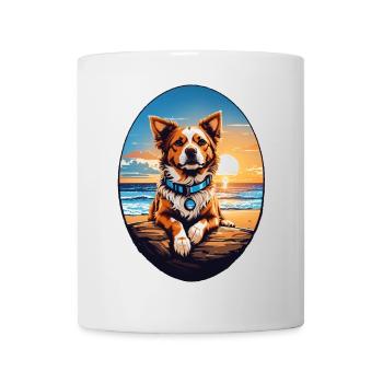 Chien sur la plage - Mug blanc - blanc - Devant
