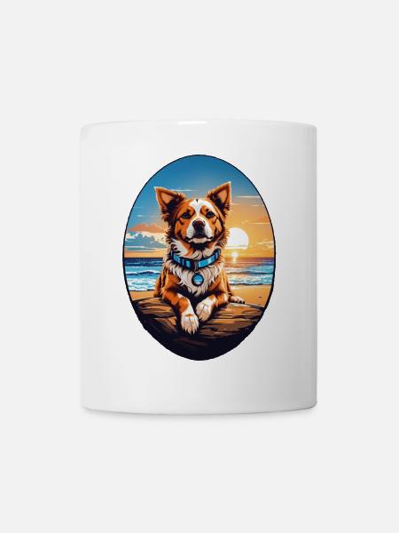 Hund am Strand - Tasse - Weiß