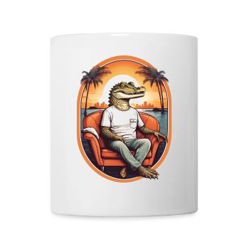 Alligator auf Sofa - Tasse - Weiß - Vorne
