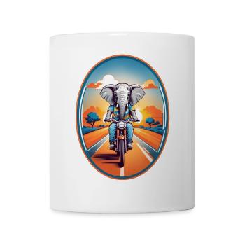 Elephant on motorcycle - Mug - white - Front