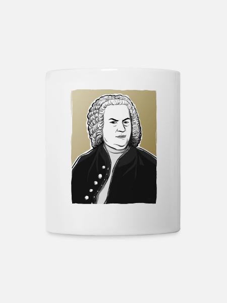 Johann Sebastian Bach in schwarz weiß und gold - Tasse - Weiß