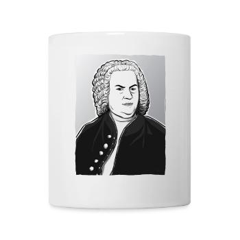 Johann Sebastian Bach in black, white and silver - Mug - white - Front