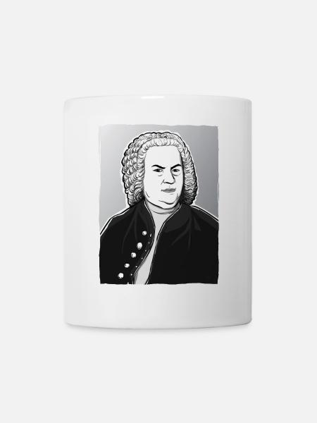 Johann Sebastian Bach in schwarz weiß und silber - Tasse - Weiß