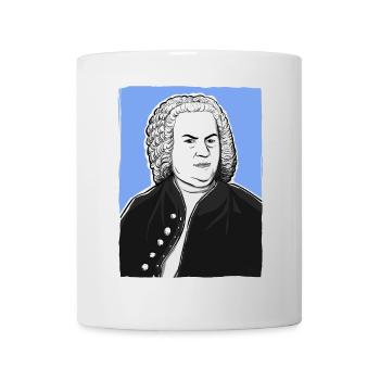 Johann Sebastian Bach in schwarz weiß and blue - Mug - white - Front
