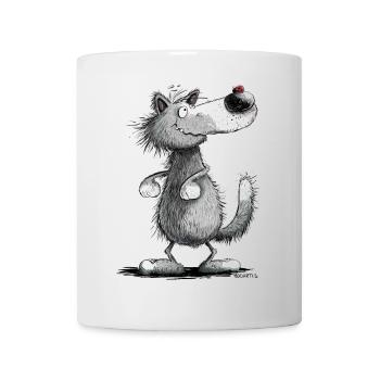 Wolfi Wölflein I Wolf Motiv I Lustiger Wolf - Tasse - Weiß - Vorne