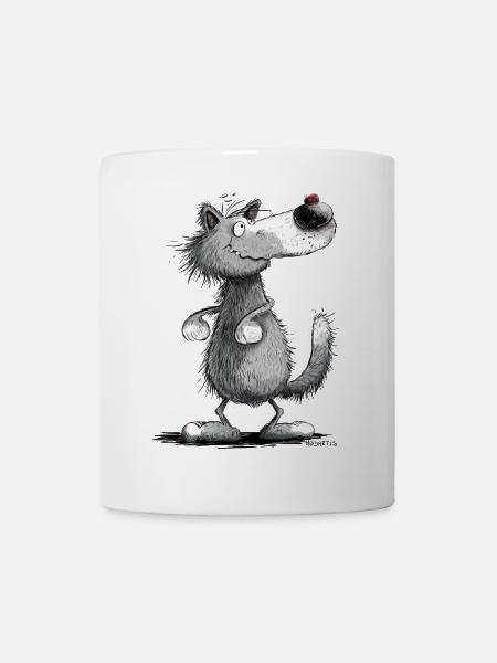 Wolfi Wölflein I Wolf Motiv I Lustiger Wolf - Tasse - Weiß