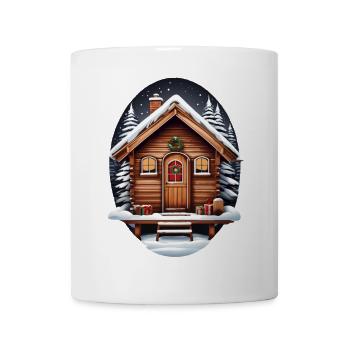 Wooden hut, Christmas house - Mug - white - Front