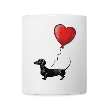 Illustration de teckel ballon de coeur - Mug blanc - blanc - Devant