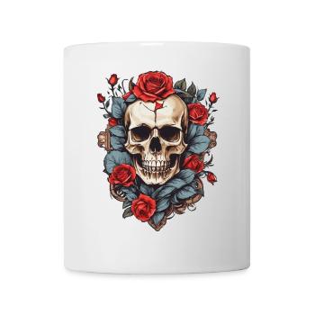 Crâne avec des roses - Mug blanc - blanc - Devant