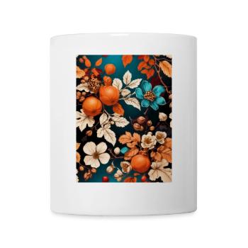 Autumn flowers with tangerines and nuts - Mug - white - Front