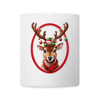 Rentier mit Weihnachtskugeln - Tasse - Weiß - Vorne