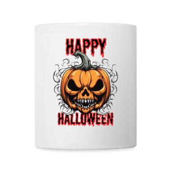 Gruseliger Kürbiskopf mit Horror-Charme - Tasse - Weiß - Vorne
