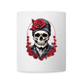 Crâne avec des roses - Mug blanc - blanc - Devant