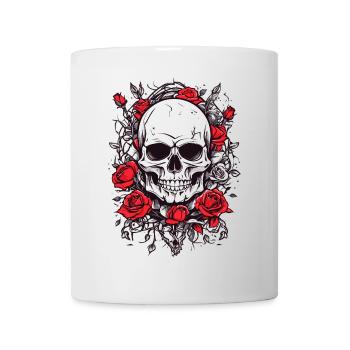 Crâne avec des roses - Mug blanc - blanc - Devant