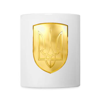 Ukraine Wappen Dreizack Gerfalke Trident Goldlook - Tasse - Weiß - Vorne