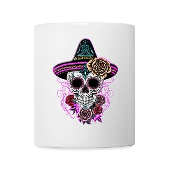 Sugar Skull Halloween Roses Sombrero - Mug blanc - blanc - Devant